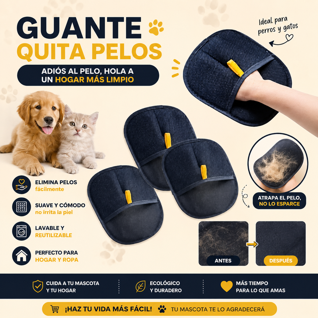 Guante atrapa Pelos